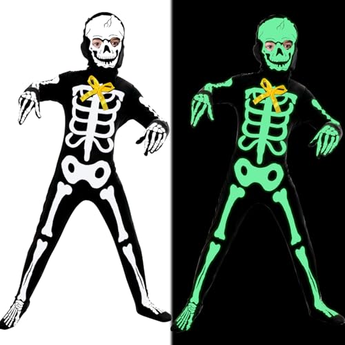 SOETDERT Kinder Skelett Kostüm, 110cm Leuchtendes Skelett Halloween Kostüm im Dunkeln, Skelett Kinderkostüm Jungen Mädchen für Halloween, Karneval, Weihnachten, Faschings, Cosplay Partys SOETDERT Kinder Skelett Kostüm, 110cm Leuchtendes Skelett Halloween Kostüm im Dunkeln, Skelett Kinderkostüm Jungen Mädchen für Halloween, Karneval, Weihnachten, Faschings, Cosplay Partys von SOETDERT