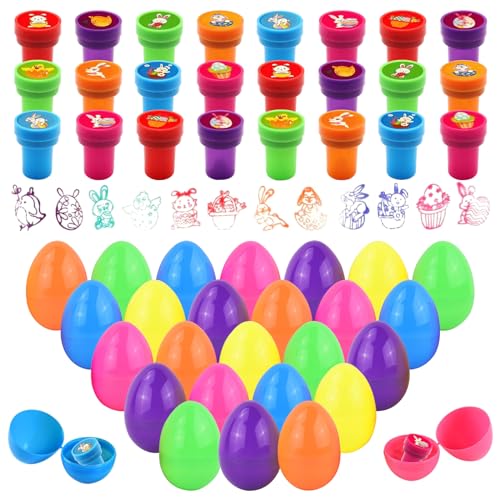 24 Stück Ostereier Stempelset, Ostern Geschenke Kinder, Stempel Ostern, Self-ink Stempel Kinder, Osterstempel Ostereier zum Befüllen, Kleine Ostergeschenke Osternspielzeug für Klassenzimmer Osterparty von SOETDERT
