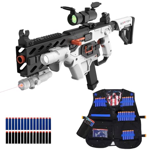 SOFITEN Realistisches Spielzeug, automatisches Scharfschützengewehr, taktische Weste, Spielzeug, Schaumstoff-Blaster mit 120 Darts, IR und Taschenlampe, das Schießen, Outdoor-Aktivitätsspiel von SOFITEN