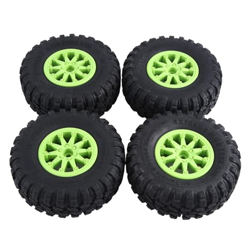 SOFORFREEM 4 Reifen aus Gummi, 118 x 44 mm, 2,2 Zoll (5,5 cm) und Beadlock-Kunststofffelge für RC Auto, 1:10 Rock Crawler Axial SCX10 RR10 RC, Grün von SOFORFREEM