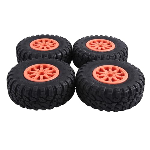 SOFORFREEM 4 Reifen aus Gummi, 118 x 44 mm, 2,2 Zoll (5,6 cm) und Beadlock-Kunststofffelge für RC Auto, 1:10 Rock Crawler Axial SCX10 RR10, Orange von SOFORFREEM