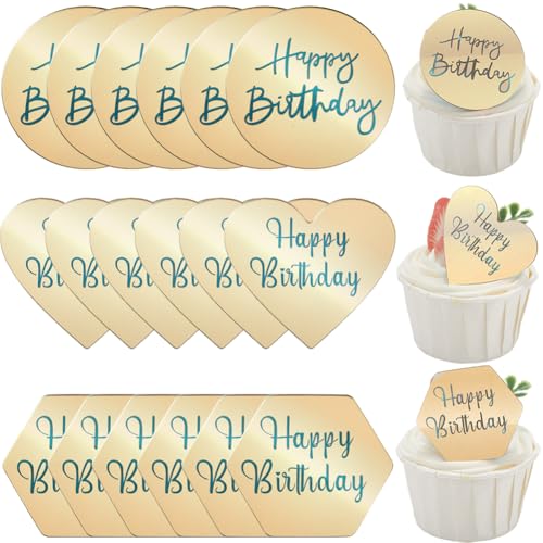 SOFPLATE 1 Box 21 Stück 3 Stile Spiegel Cupcake Topper Goldener Acryl Kuchenaufsatz Runde Gravierte Scheibe Sechseckig Liebesherzen Dessert Happy Birthday Cupcake Dekoration Für Geburtstagsparty Backe SOFPLATE 1 Box 21 Stück 3 Stile Spiegel Cupcake Topper Goldener Acryl Kuchenaufsatz Runde Gravierte Scheibe Sechseckig Liebesherzen Dessert Happy Birthday Cupcake Dekoration Für Geburtstagsparty Backe von SOFPLATE