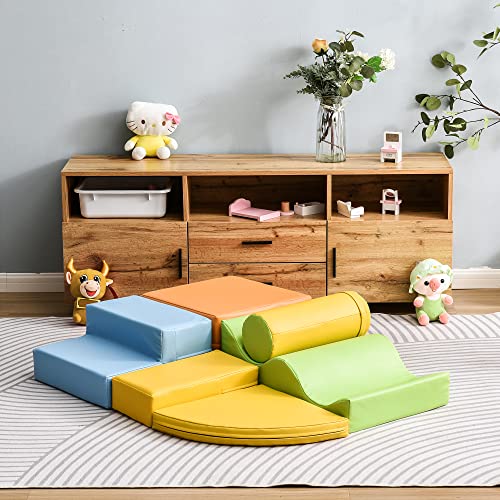 SOFTWEARY Schaumstoffbausteine (6 St), Riesenbausteine aus Schaumstoff, Bausteine, Bauklötze, Spielbausteine, Großbausteine für Kinder und Baby von SOFTWEARY