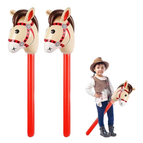 2 Stück Hobby Horse,Steckenpferd,Aufblasbarer Pony Stab,Aufblasbares Pferd Luftballon Rot,Aufblasbare Pferdekopfstäbe Für Weihnachten, Ferde Geburtstagsdeko Junge Mädchen,Party-Geschenk-Requisiten von SOGHO