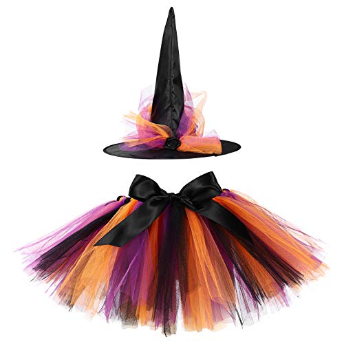 Magierin Hexenkostüm Mädchen Kinder Hexenhut Tutu Ballett Tanz Rock Halloween Hexenkleid Fasching Karneval Geburtstag Party von SOIMISS