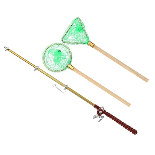 SOIMISS 1 Satz Fischereistabpuppenhausdekoration Dekorationen Aus Fischnetzen Stange Winzig Miniatur-angelrute Angelrute Für Klein Pole Mini-angelrutendekor Netzwerk Green von SOIMISS