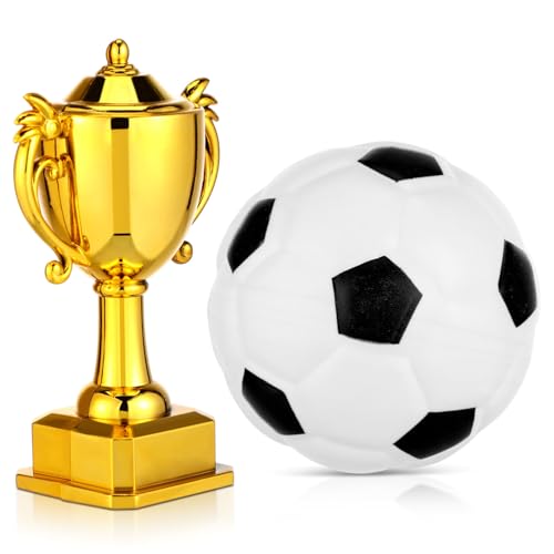 SOIMISS 1 Satz Fußballmodell Trophäe fußball Plastik fußball Dekorationen Trophäenfußball Miniatur klein Gold Party Fußball-Trophäe Puppenhaus Mini-Fußball Wiederverwendbar von SOIMISS
