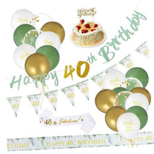 SOIMISS 1 Satz Geburtstagsbanner Alles Zum Geburtstag Banner Zeichen Lieferungen Wimpelkette Grün Golden Blau Alter Dekoration Zum 40. Geburtstag Jahre Hängend Oh Vierzig Büro Tuch von SOIMISS