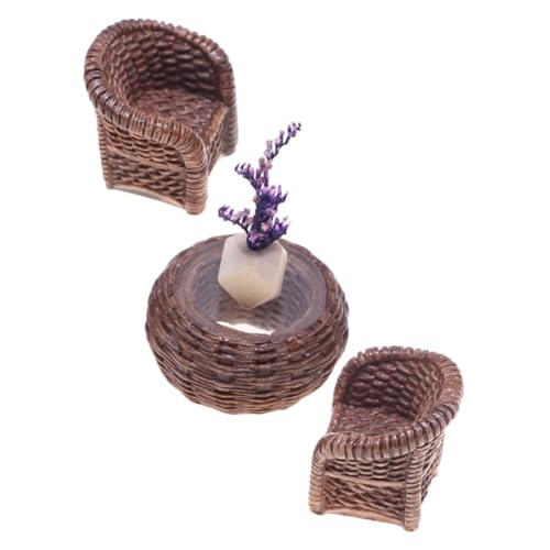 SOIMISS 1 Satz Handgemachtes Rattan und Stuhl für Puppenhäuser Realistisches Rattan Möbel für Spiele und Rollenspiele für Kinderzimmer Dekoration von SOIMISS