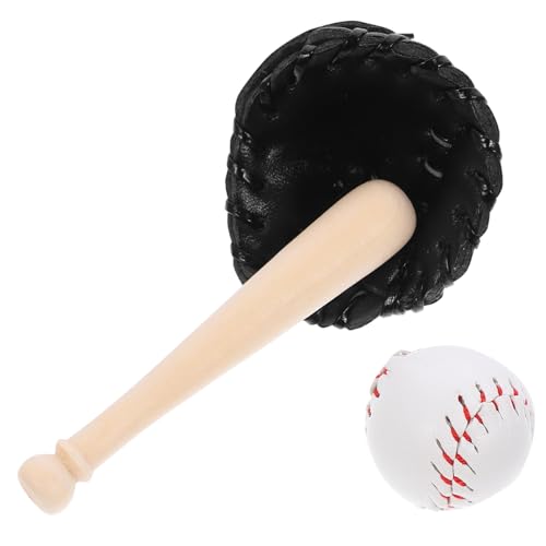 SOIMISS 1 Satz Mini -Baseball -Set Handschuh Sport Puppe Fledermäuse Bälle Baseball Miniatur Bausatz Schläger Kinderspielzeug Für Draußen Black Hölzern von SOIMISS