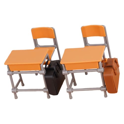 SOIMISS 1 Satz Miniatur Möbelset für Puppenhaus Schreibtische Stühle Schulranzen Detailgetreue Schulzimmer Dekoration für Miniaturpuppen und Sammler von SOIMISS