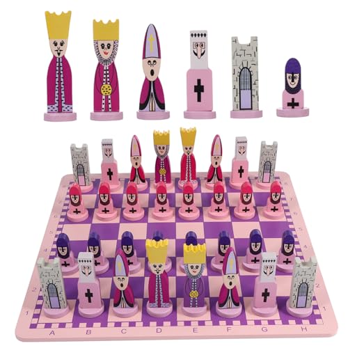SOIMISS 1 Satz Pädagogisches Schachbrett Alter Erwachsene Reisen Rosa Schachbrett Schachbrettspielzeug Cartoon-reiseschach Schachspielzeug Für Bildung Schach Hölzern Violett von SOIMISS