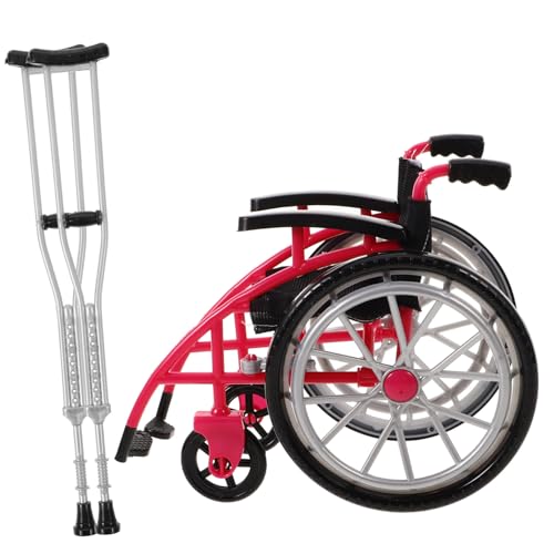 SOIMISS 1 Satz -Puppenspielzeug Entzückendes Miniatur-Rollstuhlmodell Miniaturrollstuhl für Faltbarer Krückenmodelle Puppenkrücken- Plastik Rosy von SOIMISS