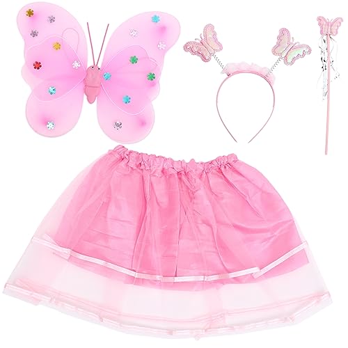 SOIMISS 1 Satz Schmetterlingsflügel Kostümset für Mädchen Teilig mit Haarreif Zauberstab Rock und Flügeln für Fasching Halloween und Kostümpartys von SOIMISS