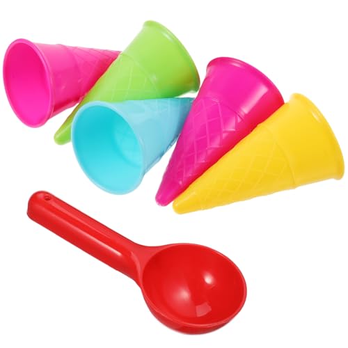 SOIMISS 1 Set 6 Stück Eisportionierer Eistüte Sandspielzeug So Tun Als Ob Sand Eisportionierer Eiscreme Spiel Strand Eistüte Sandform Schaufel Zufällige Farbe von SOIMISS