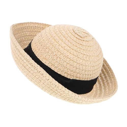 SOIMISS 1 Stück Puppe Strohhut Mädchen Mini Motorhaube Puppenstrohhüte Kappe Zubehör Weben Landhut Kostüm Party Schmücken Wiedergeboren Rand Klein Süße Sombreros Aus Stroh Winzig Beige von SOIMISS