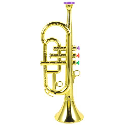 SOIMISS 1 Stück Trompetenspielzeug Mit DREI Tönen Gefälscht Kindertrompete Trompete Für Im Alter Von 3-5 Jahren Kleinkind Requisiten Instrument Trompete Anfänger Golden Abs von SOIMISS