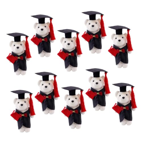 SOIMISS 10 Stück Doktor Bär Puppe Mini Abschlusstier Plüsch Abschlusspuppe DIY Abschlussgeschenk Bären Mini Abschlussbär Für Blumenstrauß Blumenstraußbär Kleiner Bär Puppenstoff von SOIMISS