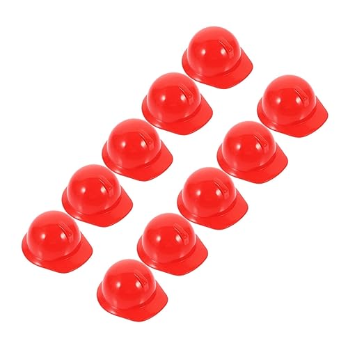 SOIMISS 10 Stück Mini-Bauhut Hüte für Mädchen Hut Party Und bunt Miniaturhelm Puppenhut Zubehör DIY Zubehör kreativer Minihelm Mini-Schutzhelm aus Kunststoff Plastik rot von SOIMISS
