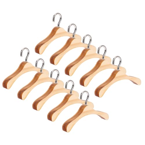 SOIMISS 10 Stück Mini -Holzkleidung Rack Kleidungsstück Puppenkleiderbügel klein Puppen kleiderbügel holzspielzeug Kleiderbügelpuppe puppenaufhänger aus Holz Hölzern Light Brown von SOIMISS