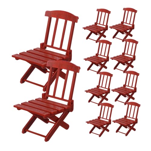 SOIMISS 10 Stück Mini Klappbare Strandstühle Braun Realistische Puppenhaus Möbel Leicht Tragbar für Miniatur Garten DIY Hochzeitstorten Dekoration und Puppenhaus Zubehör von SOIMISS