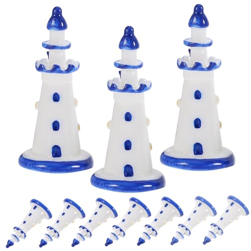 SOIMISS 10 Stück Mini -leuchtturmmodell Leuchtfeuer Klein Mikrolandschaft Leuchtturm Puppenhaus Dekoration Nautische Miniaturen Zum Basteln Mini-Leuchtturm Blue Harz von SOIMISS