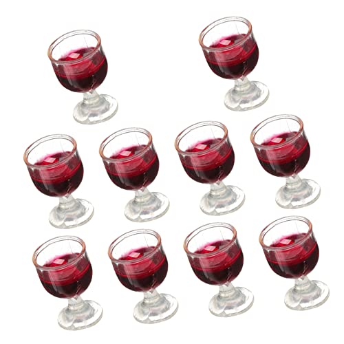 SOIMISS 10 Stück Miniatur-Weinglas-Ornamente Mini-Brille Zubehör Puppenhaus Dolly-House-Brille Gläser mockin Champagnerglas Miniaturen Puppe Brille Miniaturglas schmücken PVC rot von SOIMISS