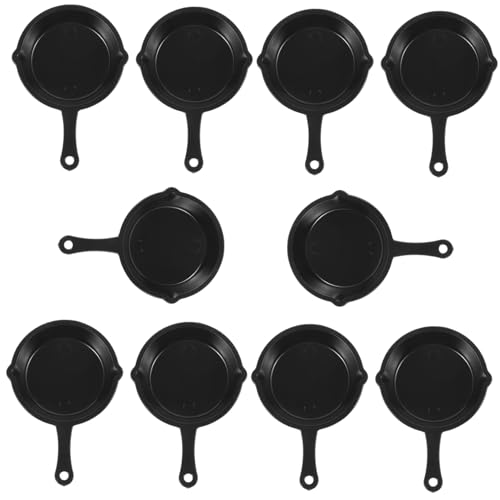 SOIMISS 10 Stück Minipfanne Simulation Kochgeschirr Kochgeschirr Mini Pfannen Set Miniatur Kochgeschirr für Puppenstuben Kochen Spielzeugbratpfanne Puppenhaus Küche Plastik Black von SOIMISS