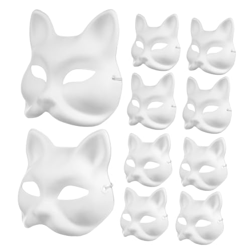 SOIMISS 10 Stück Teiliges Diy Tiermaske Unbemalte Katzen und Fuchsmaske für Bastelstunden für Karneval Halloween und Kindergeburtstagsfeiern von SOIMISS
