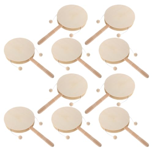 SOIMISS 10 Stück Teiliges Holz Rassel Trommel DIY Unbemalt Percussion Instrument Ergonomisch Leicht Handgemacht Kreativitätsfördernd Für Vorschule von SOIMISS