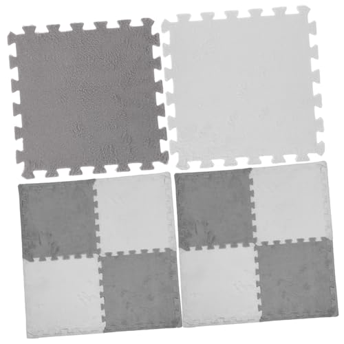 SOIMISS 10 Stück Teiliges Interlockende Puzzlematten mit Weichem Plüschbezug rutschfeste Spielmatte aus Komfortablem Schaumstoff Tragbare Krabbelmatte für Kleinkinder Weiß von SOIMISS