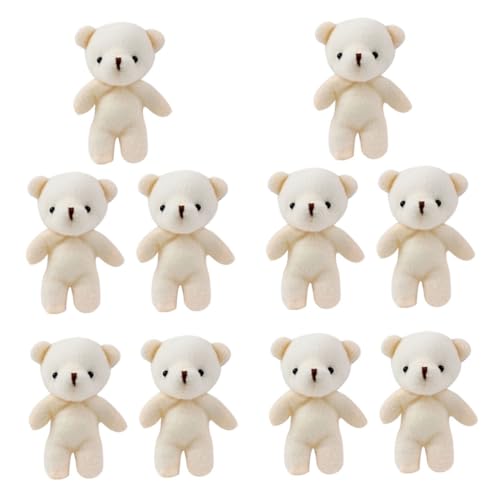 SOIMISS 10 Stück Teiliges Mini Bär Plüschtier Weicher Cartoon Schlüsselanhänger Vielseitiger Kuschelanhänger für Rucksack Handtasche DIY Dekoration Beige von SOIMISS