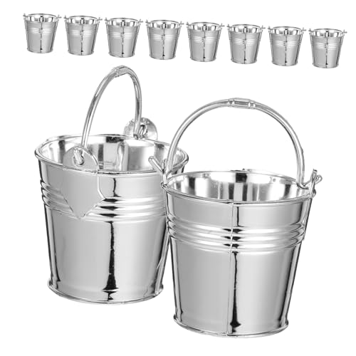 SOIMISS 10 Stück Teiliges Mini Kunststoff Eimer Silber Kleine Robuste Spielküchen Utensilien für Vielseitig für Indoor und Outdoor Rollenspiele Puppenhaus Deko Party Gastgeschenke von SOIMISS
