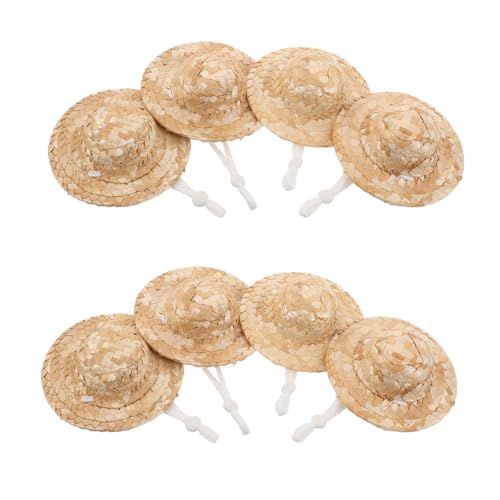 SOIMISS 10 Stück Teiliges Miniatur Strohhüte für Puppen Handgefertigte Natürliche Bambus-sombreros mit Kinnband DIY Bastelaccessoires für Puppenhaus Dekoration und Sommer-spielspaß von SOIMISS