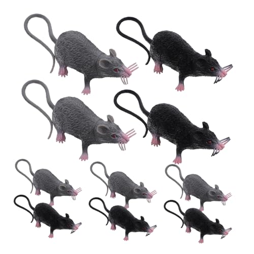 SOIMISS 10 Stück Teiliges Realistische Rattenfiguren Detailgetreue Graue und Schwarze Falsche Mäuse Langlebiges Material für Halloween Deko Streichspielzeug und Gruselige Partys von SOIMISS