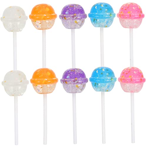SOIMISS 10 Stück Teiliges Resin Lutscher Deko Glitzernde Candy Prop Realistische Lollipops Gemischten Farben Langlebig Glatte Oberfläche für DIY Mikro Landschaften Bastelprojekte von SOIMISS