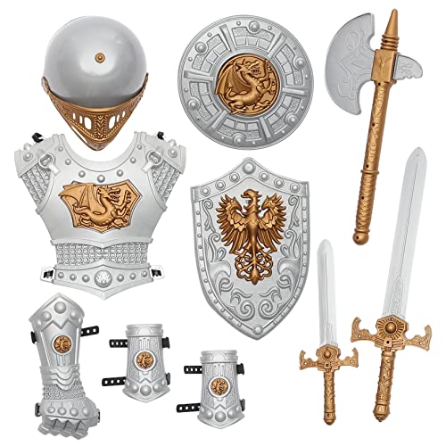 SOIMISS 10 Teiliges Ritterkostü Für Jungen Kostü Für Karneval Halloween Und Rollenspiele Ideal Für Cosplay Party Outfit Mit Rüstung Und Zubehör von SOIMISS
