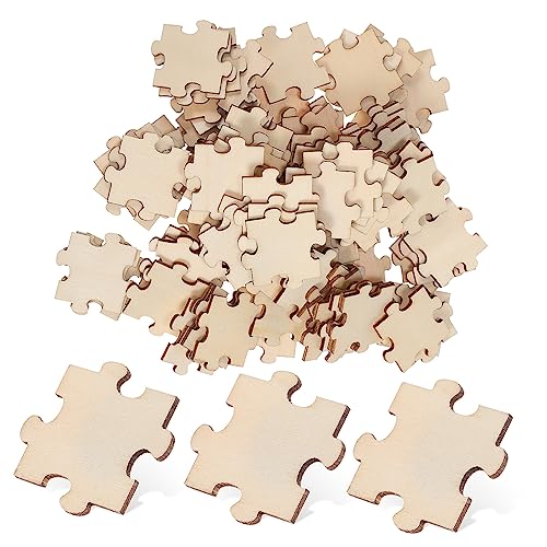 SOIMISS 100 Stück Leere Holzpuzzleteile Blanko DIY Puzzle Holzstücke zum Bemalen Basteln und Kunstprojekte Glatt Geschliffen für Erwachsene Vielseitig zum Zusammenbauen und Gestalten von SOIMISS
