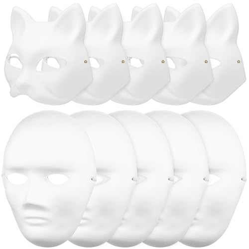 SOIMISS 10Stücke DIY Papiermasken Weiße Leere Masken für Cosplay Maskerade Partys Handgemalt für Männer und Frauen Tier Menschenformen für Halloween und Kreative von SOIMISS