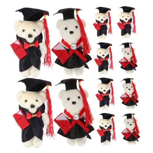 SOIMISS 12 Stück Doktorbär Bouquet Materialien Abschlussbär-Dekoration Abschluss -mini -plüschbären Tiny Abschlussgefüllungsspielzeug Mini Plush Grad Tierspielzeug Abschluss Bär Schaum von SOIMISS