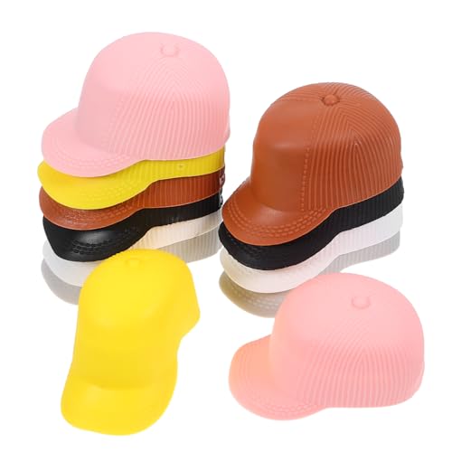 SOIMISS 12 Stück Schirmmütze-Ornament Miniatur-Schirmhut kleine Puppenmütze realistisch Zubehör Dame Puppenaccessoire dekorativer DIY-Hut Puppenhaus-Hut-Requisiten Plastik von SOIMISS