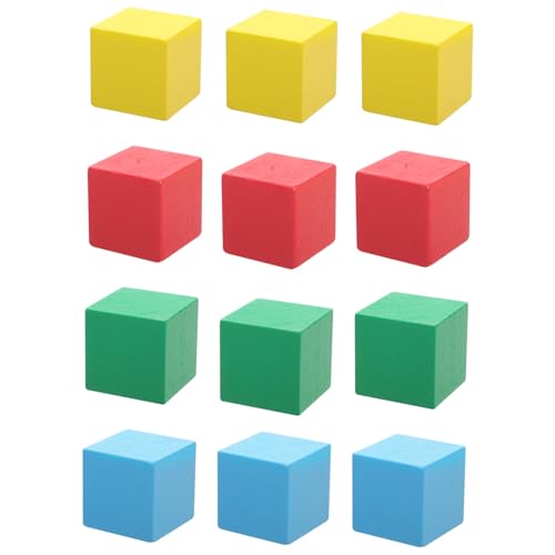 SOIMISS 12 Stück Teiliges Holz Bausteine Bunte Geometrische Würfel Natürliches Material mit Sicherer Lackierung Fördert Hand Auge Koordination und Räumliches Denken Geeignet für Ab Jahren von SOIMISS
