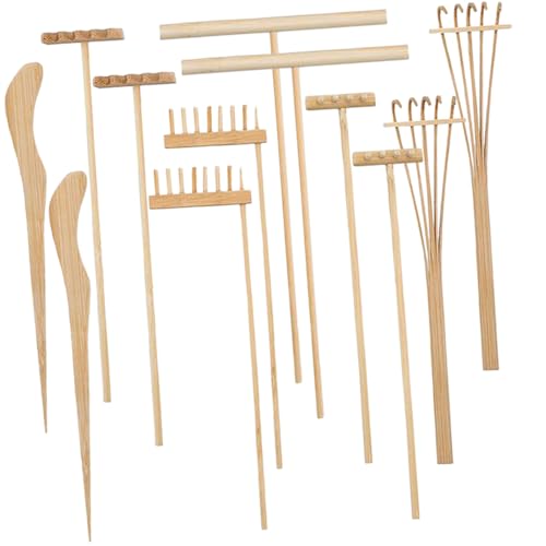 SOIMISS 12 Stück Teiliges Mini Gartenharke aus Bambus Leichte DIY Sandkasten Werkzeuge Praktische Schreibtisch Zen Garten Rakes für Büro und Dekoration Rustikaler Stil von SOIMISS