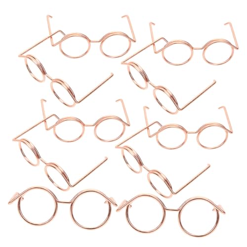 SOIMISS 12 Stück Teiliges Mini Metallbrillen Puppen Runde Rahmenlose Sonnenbrillen in Roségold Langlebiges Puppenzubehör für DIY Vielseitig Einsetzbar für Puppenkleidung und von SOIMISS