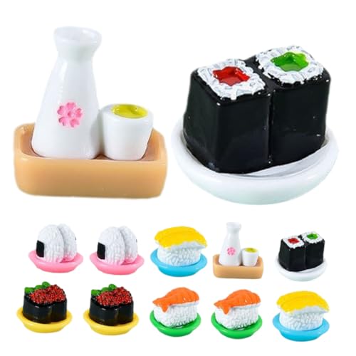 SOIMISS 12 Stück Teiliges Mini Sushi Modell Realistische Lebensmittel Deko Lebensechte Sushi Figuren für Puppenhaus Hausdekoration und Schaufenster Vielseitig Einsetzbar als Display und von SOIMISS