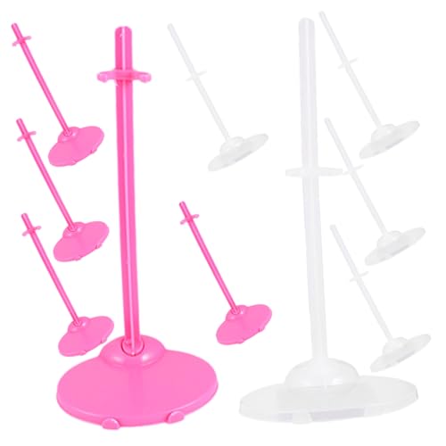 SOIMISS 12 Stück Teiliges Puppenständer mit Stabilem Rutschfestem Clip Transparenter und Rosa Farbe Widerstandsfähiger Kunststoff Breiter Sockel für Puppen und Figuren Puppenzubehör für von SOIMISS