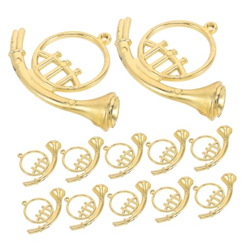 SOIMISS 12 Stück Teiliges Trompeten Modell Goldene Miniatur Blechblasinstrumente Weihnachtsdeko DIY für Christbaumschmuck Puppenhaus Zubehör Festliche Bastelideen von SOIMISS