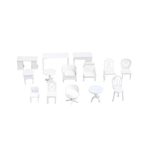 SOIMISS 14 Stück Maßstab Weiße Kunststoff Tische und Stühle Langlebige Puppenhaus Dekoration für Kinderzimmer Mini Landschafts Accessoire für Mini Garten von SOIMISS