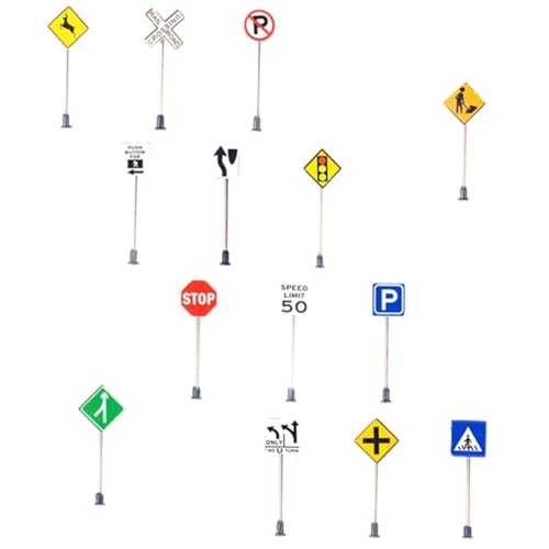 SOIMISS 14 Teiliges Mikro Landschaftszubehör Straßenschilder Landschaftsschild Verkehrsmodell Sandtisch Verkehrsschild Verkehrsszenenschild Verkehrsschild Modell Abs Plus von SOIMISS