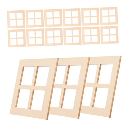 SOIMISS 15 Stück Miniatur Holzfenster Teiliges Unbemalte Vierteilige Fensterrahmen für Puppenhaus Dekoration Handgefertigte Mini Gartenfenster für DIY Basteln Zubehör von SOIMISS